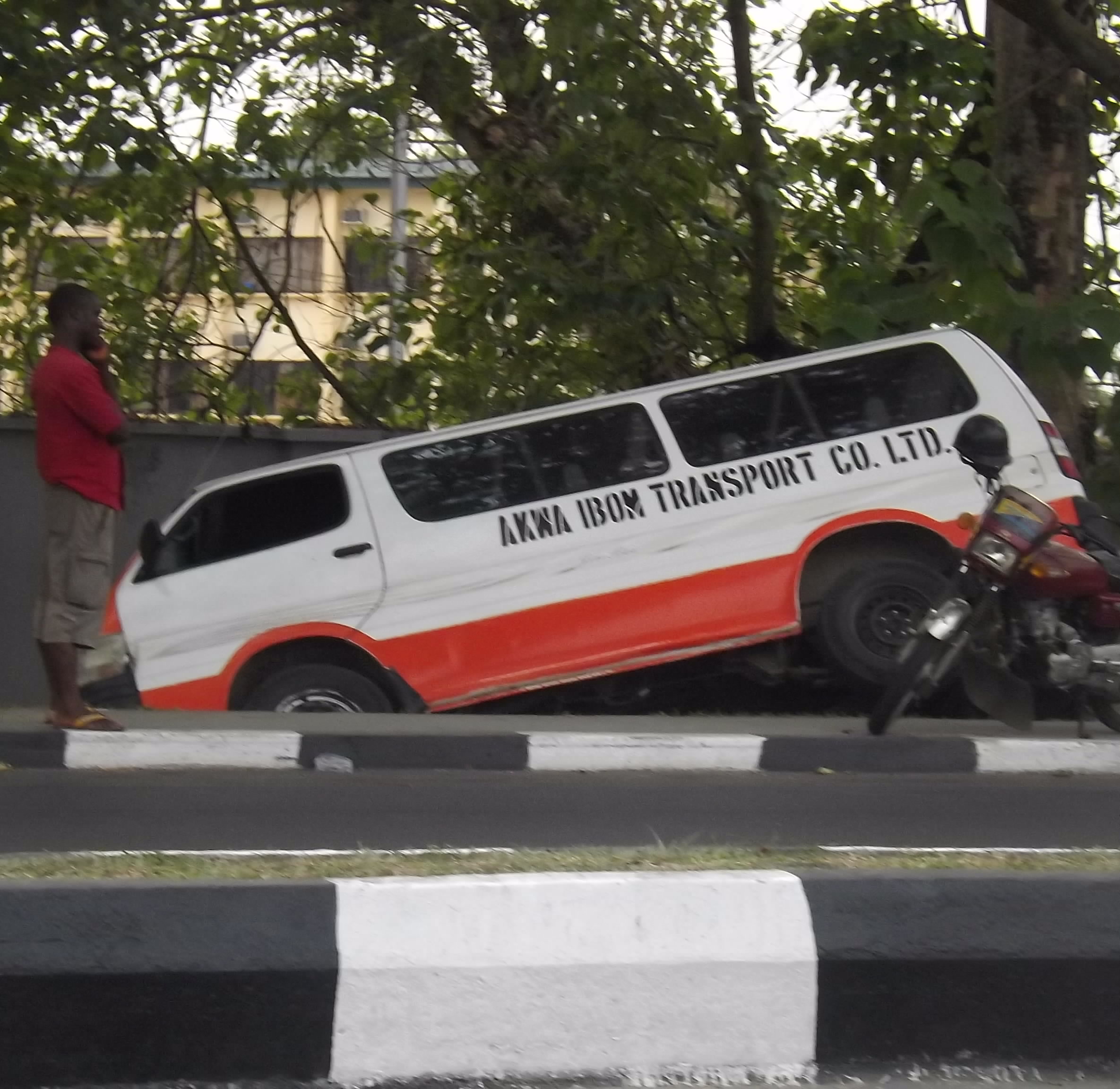 The AKTC bus at the accident scene